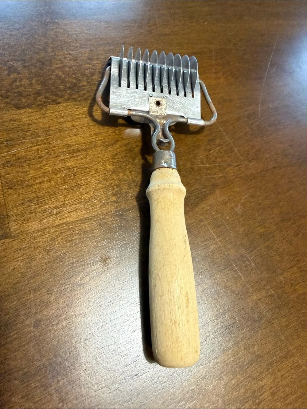 Vintage Stainless Steel Noodle Pasta Cutter 10 Blade Wood Handle